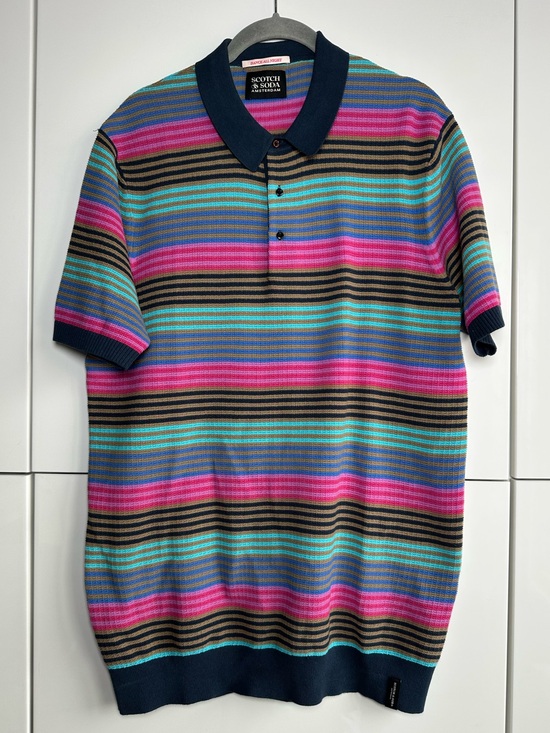 Scotch & Soda Other - Scotch & Soda Rainbow Stripe Knit Polo Medium Dance All Night Organic Cotton